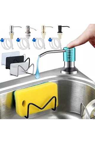 H-kitchen Sıvı Sabunluk Paslanmaz Çelik Pompa Ankastre Lavabo Sabunluk Silikon Uzatma Tüpü İle Mutfak Sabunu Şişesi