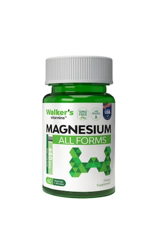 Walker's Vitamins Magnezyum All Forms Sitrat, Malat, Bisglisinat, Taurat, Laktat, Askorbat, Glukonat, Aspartat, B6