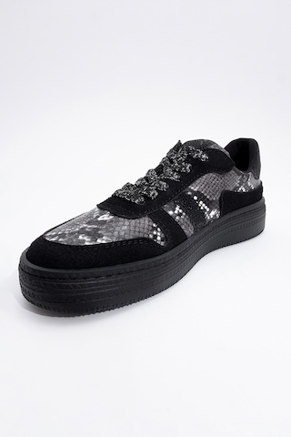 Luvishoes Luvi Shoes Rexie Siyah Desenli Simli Kadın Spor Ayakkabı Siyah