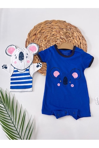 Koala Baskılı Saks Mavi Erkek Bebek Tulum Kukla Mavi
