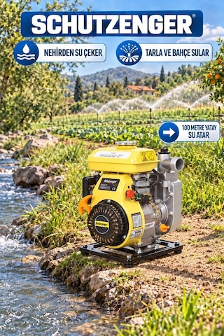 4 Zamanlı Benzinli Su Pompası 3.5 Hq 1 Inç Çıkış 100mt Yatay Atar Tarla Bahçe Sulama 5 Mt Emiş Sarı 7020
