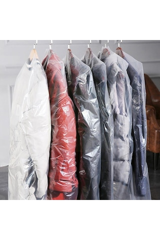Geeroyoo 60x150cm Beyaz Plastik Şeffaf Kıyafet Toz Koruyucu, Dolap İçin 50 Adet, Dayanıklı Ev Gereci Beyaz