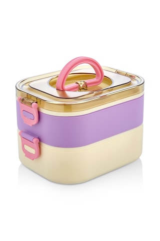 Yeni Nesil Sefer Tası Lunch Box Beslenme Kabı Saklama Kutusu Mor