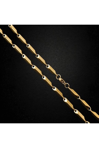 Çelik Kolye Titanyum Melon Düz Model 3 Mm 55 Cm Gümüş Altın Sarısı Gold