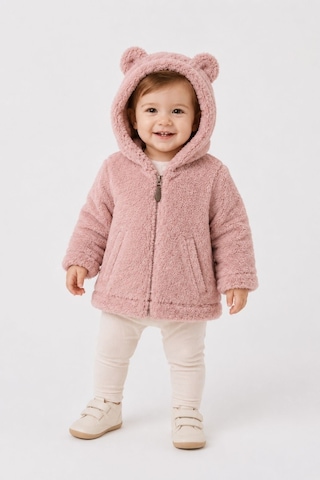 Cantoy Bebek Peluş Ayıcık Kulaklı Kapüşonlu Mont Premium Kalite Pembe