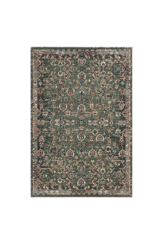 Cool Halı Saray Yeşil Vintage Halı Etnik Çiçek Desen Yumuşak Dokulu Bohem Oturma Odası Salon Halısı