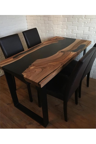 Epoxy Ahşap Masa Epoksi Dolgulu Masa Siyah Epoksi Masa