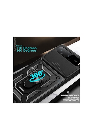 Tecno Spark 40 5g Uyumlu Tank Kılıf Yüzüklü Standlı Extra Koruma Zırhlı Outdoor Kapak Lacivert
