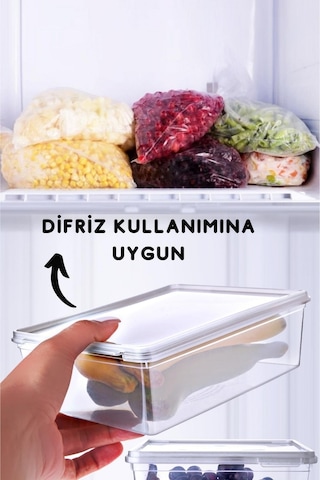 10'lu Set Kendinden Kapaklı Derin Dondurucuya Uygun Saklama Kabı 1 Lt. Ve 2 Lt. Şeffaf