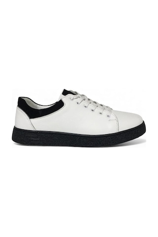 Catelli %100 Deri Ortopedik Erkek Rahat Günlük Sneaker Mevsimlik Taraftar Ayakkabı 40-44 Siyah Beyaz