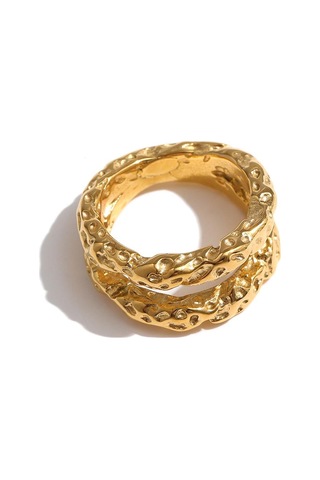 Eetit Paslanmaz Çelik Yuvarlak Yüzükler Kadınlar Için Altın Doku Metal Bildirimi Trendy Takı Hediye Altın