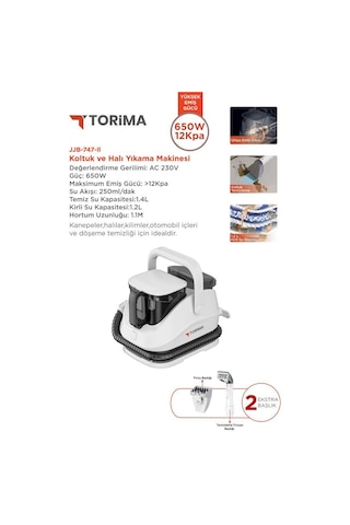 Torima JJB-747-II Koltuk Ve Halı Yıkama Makinesi + CB-902A Buharlı Temizleyici