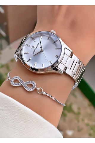 Daniel Klein Dk.6.10925.1 Modern Silver Çelik Kordon Kristal Detaylı Gümüş Elegance Kadın Kol Saati Gümüş