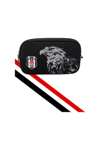 Beşiktaş Kartal Baskı Detaylı Kalem Çantası Siyah