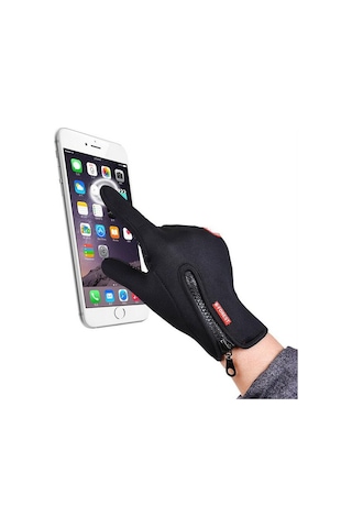 1 Çift Dokunmatik Ekran Tam Parmak Kaymaz Eldiven 001