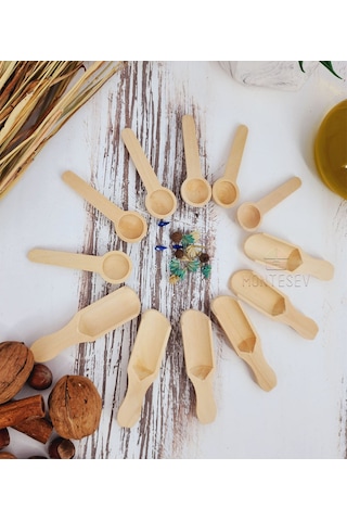 Ahşap Tahta Baharat Şeker Kahve Reçel Kaşığı 12 Li