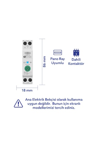 Tomzn Akıllı Voltaj ve Akım Koruma Rölesi, WiFi Özellikli Dahili Enerji Ölçer 63A - Akıllı Sigorta