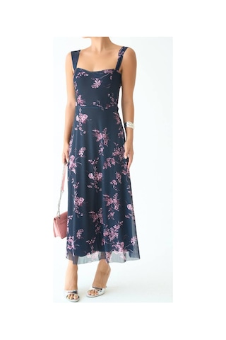Butik Belvita Dantel Boyalı Elbise Lacivert