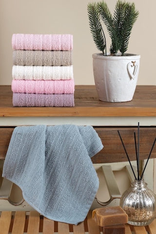 Path El ve Yüz Mutfak Havlu Seti 6'lı 30 x 50 CM Pembe