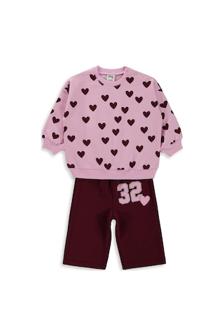 Civil Baby Kalp Empirme 6-18 Ay Takım - Pembe Pembe-bordo