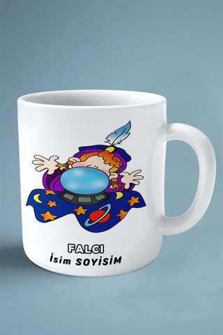 Falcı Fal Meslek Baskılı Kupa Bardak Çift Taraflı Baskı Kişiye Özel Model 3 Çok Renkli
