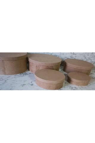 Hobi Adn 5'li Kutu Set Oval Ahşap Ham Mdf Maşuka Özellik Model El Yapım