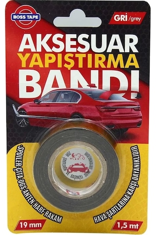 Boss Tape 3920 Çift Oto Aksesuar Yapıştırma Bandı 19mmx1.5m Gri