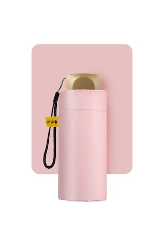 Yystore Ultra Hafif Güneş ve Yağmur Koruyucu Mini Şemsiye Pembe Açık Pembe