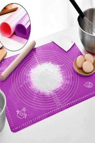 Silikon Hamur Açma Matı, Spatula&fırça, Şekilli Patates Bıçağı Hazırlık Seti Silikon