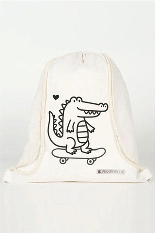 Rakerplus Tbons Özel Tasarım 35x40 Cm Unisex Ham Bez Büzgülü Sırt Ayakkabı Çantası Natural