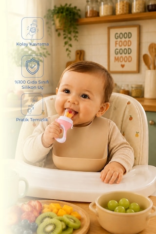 Babyjem Silikon Yumuşak Uçlu Meyve Süzgeçi Sebze Emziği Pembe