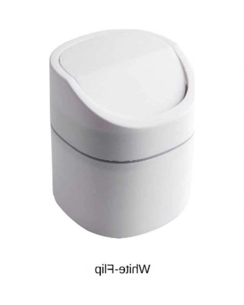 Tongxida 2 Litrelik Beyaz Plastik Masaüstü Çöp Kutusu, Dürtünç Kapaklı, Komforlu, Çeşitli Mekanlar İçin