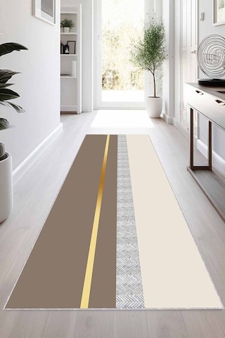 Bej Gold Kaymaz Taban Modern Kesme Rulo Yolluk Halı Vh014n11
