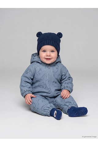 LC Waikiki Lcw Baby Mavi Su İtici Erkek Bebek Astronot Mont Dull Blue Prınte