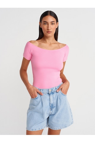 Dilvin 31922 Kısa Kollu T-shirt-pembe Pembe