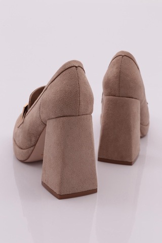 Dgn K3803 Kadin Topuklu Loafer Ayakkabi K3803-424-R1920 Vizon