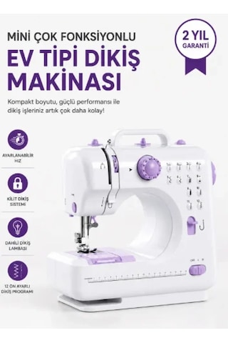 Kompakt Çok Fonksiyonlu Dikiş Makinesi 12 Desenli Ayarlanabilir Hızlı Ayak Pedallı Diğer