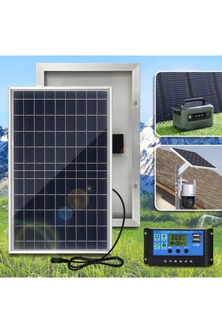 Youtek 10w Monokristal Güneş Paneli + 60a Kontrolör - Ip65 Su Geçirmez, Ev Kamp Araç Kullanıma Uygun, Usb Çıkışlı Güneş Enerji Sistemi