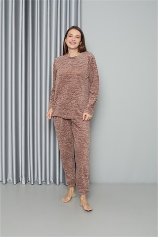 Akbeniz Welsoft Polar Kadın Pijama Takımı 8519 - L Sütlü Kahverengi