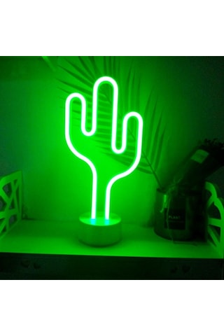 Buffer Kaktüs Dekoratif Neon Led Masa Ve Duvar Lambası Gece Lambası Çok Renkli