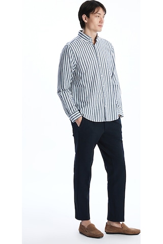 Lcw Vision Lacivert Regular Fit Uzun Kollu Çizgili Poplin Erkek Gömlek