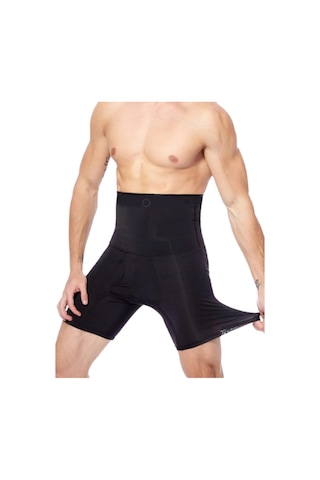 Erkek Bel Göbek Ve Kalça Toparlayıcı Erkek Yüksek Bel Korse Boxer Siyah
