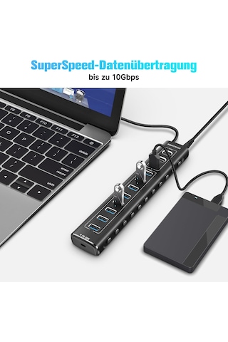 Rshtech A11 11 Port Güçlendirilmiş USB C 2x10 Gbps Usb C 1x10 Hub