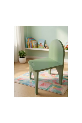 Montessori Mdf Çocuk Sandalyesi, Modern Tasarım, Güvenli Ve Dayanıklı Ahşap Çocuk Sandalyesi Yeşil