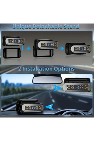 Boatshop1 Ynf Solar Kablosuz Lastik Basınç Monitörü Siyah 4 Sensörlü Gerçek Zamanlı Ekran Suv Mpv Sedan Gm 2025