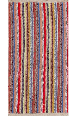 Çok Renkli Çizgili El Dokuma Koyun Yünlü Fars Kilim