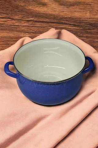 Emaye Derin Bombeli Yoğurt Tenceresi 24 Cm 5 Litre Mavi 072-c Mavi