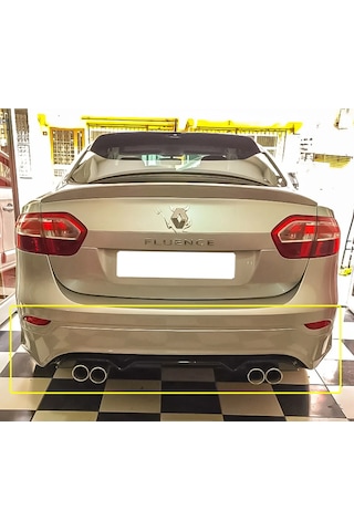Renault Fluence Sağ Sol Çift Çıkışlı Arka Ek Plastik Siyah Difüzör 2009-2016 Arka-difizör-bodykit-ek