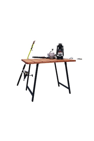 Alin Metal Katlanır Ahşap Kamp Ve Piknik Masası Kahverengi - Siyah