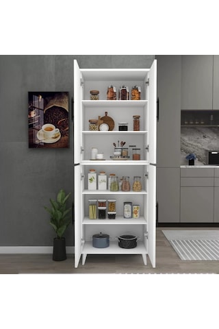 Reyo Home Enda 6 Raflı 4 Kapaklı Çok Amaçlı Dolap Beyaz